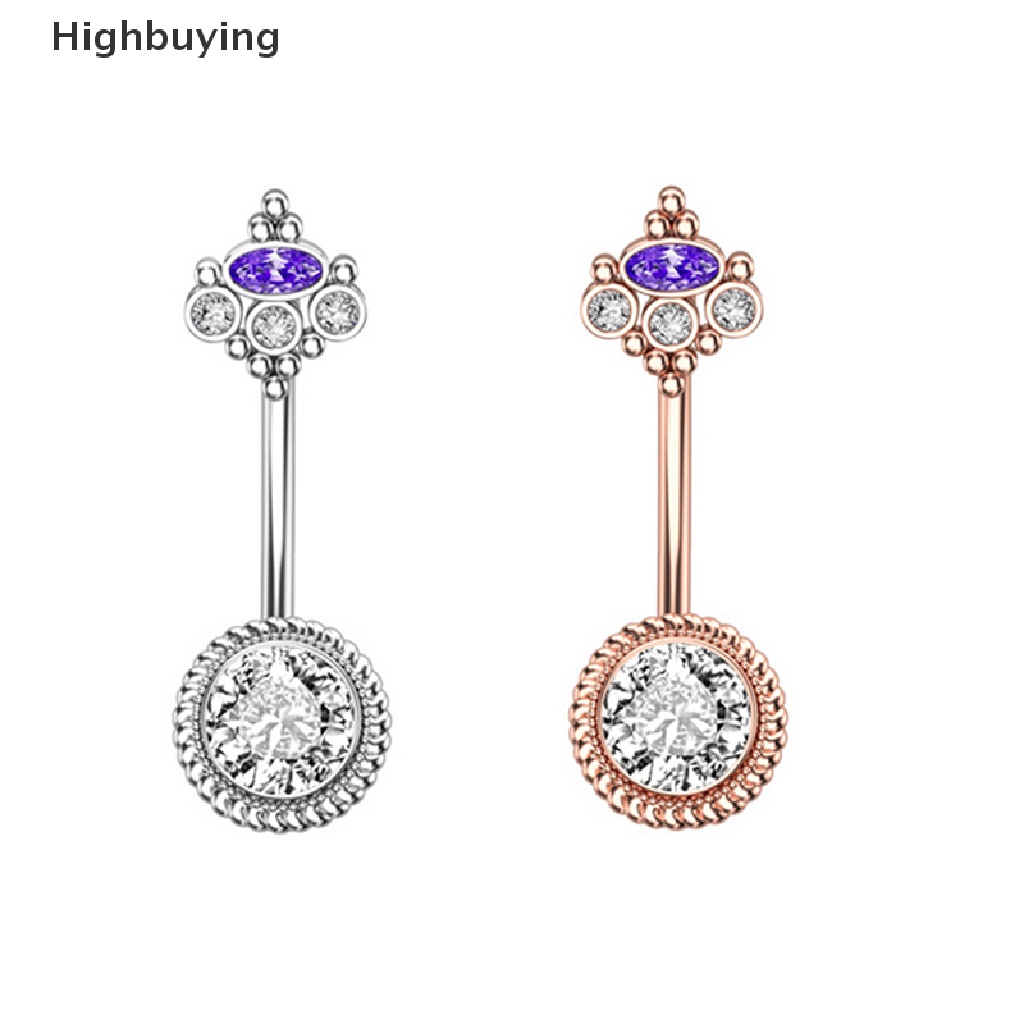 Hbid Stainless Steel Butterfly Flower Belly Button Rings Drop Zircon Cincin Perut Seksi Pusar Pesona Perhiasan Belly Button Rings Glory