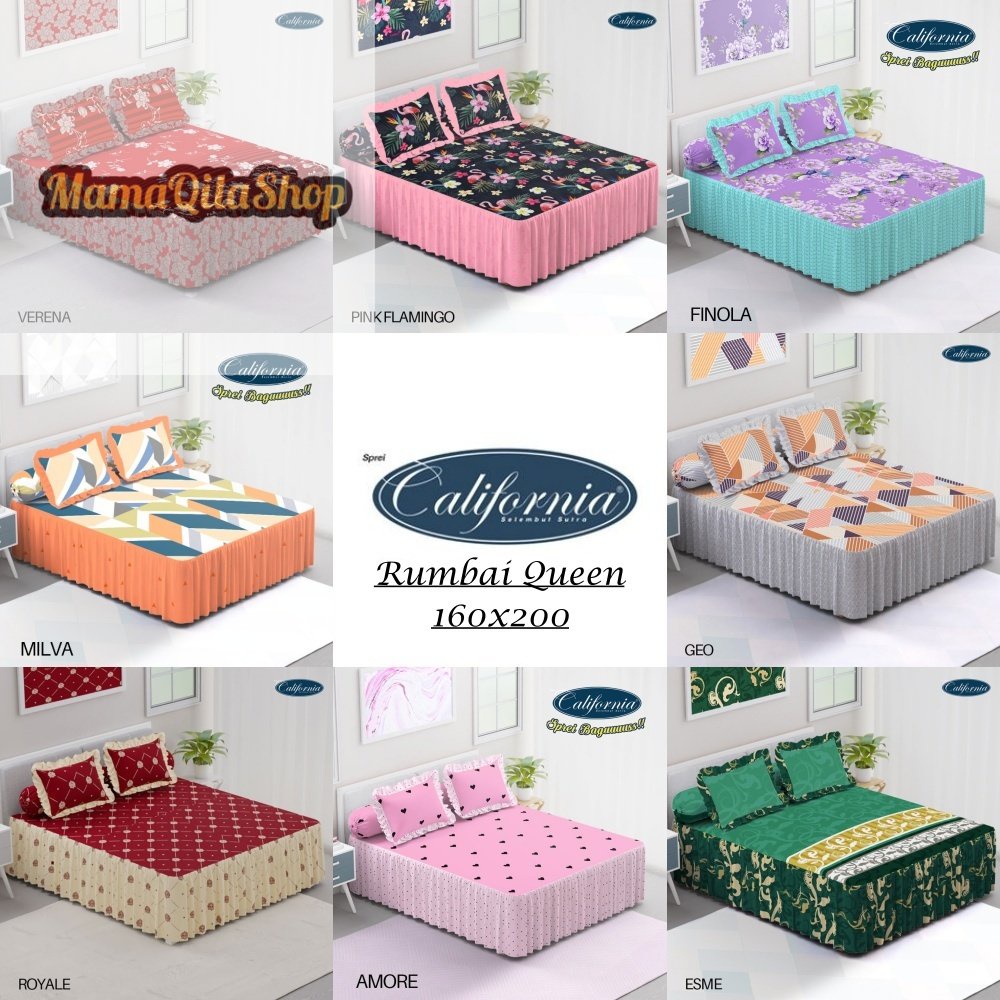 CALIFORNIA - Sprei RUMBAI 160 Queen (160x200) Verena Esme Abelia Milva Orly Finola Mirah Maroonia Ge