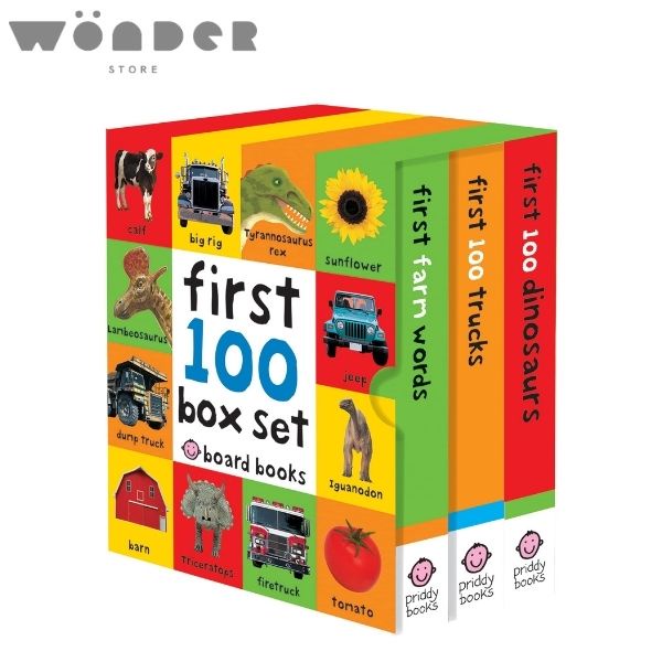 Priddy Books - First 100 Box Set: Farm, Dino, Trucks Board Book - 9781684492602 (English Edition)