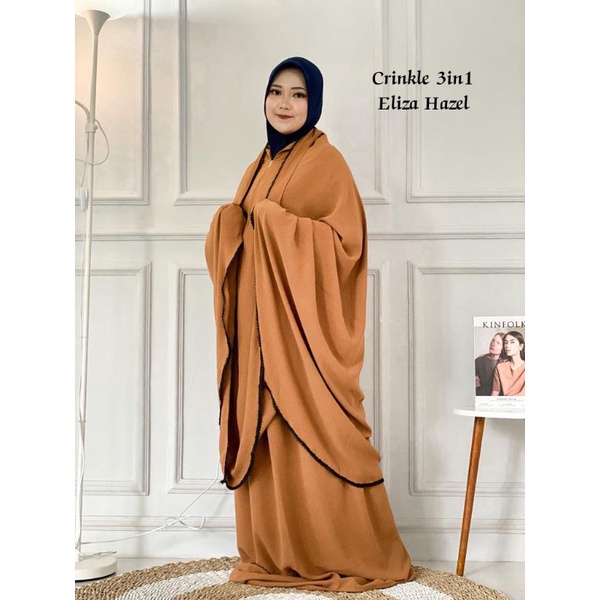 Mukena Crinkle 3in1 Eliza Jumbo Syari Traveling Umroh