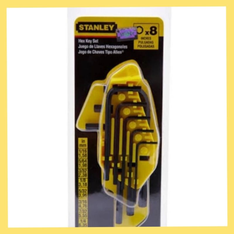 69-252 Kunci L Stanley 8 pcs Imperial Hex Key Set (Black) Stanley