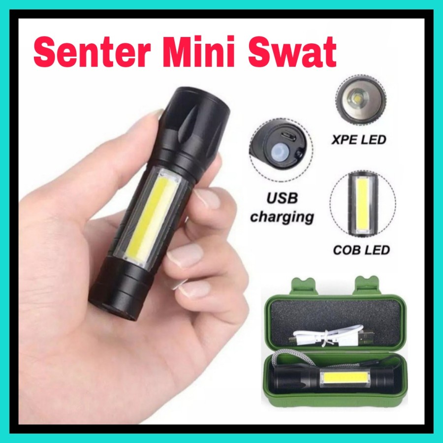 MH - Senter Mini Swat LED T6 Cas Flashlight Mini Police Zoom U3