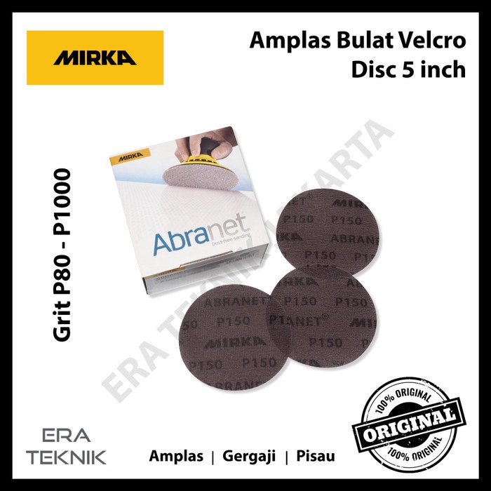 Amplas 50 Pcs Amplas Bulat Velcro Mirka Abranet Disc 5" Grit 400 500 600 800
