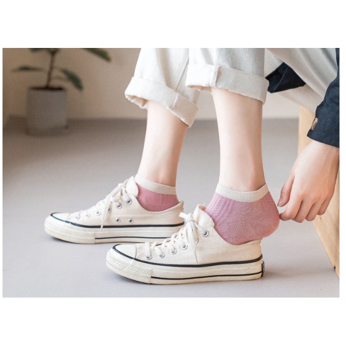 Kaos Kaki Wanita Motif Polos Style Fashion Korea Women Sock Import Murah