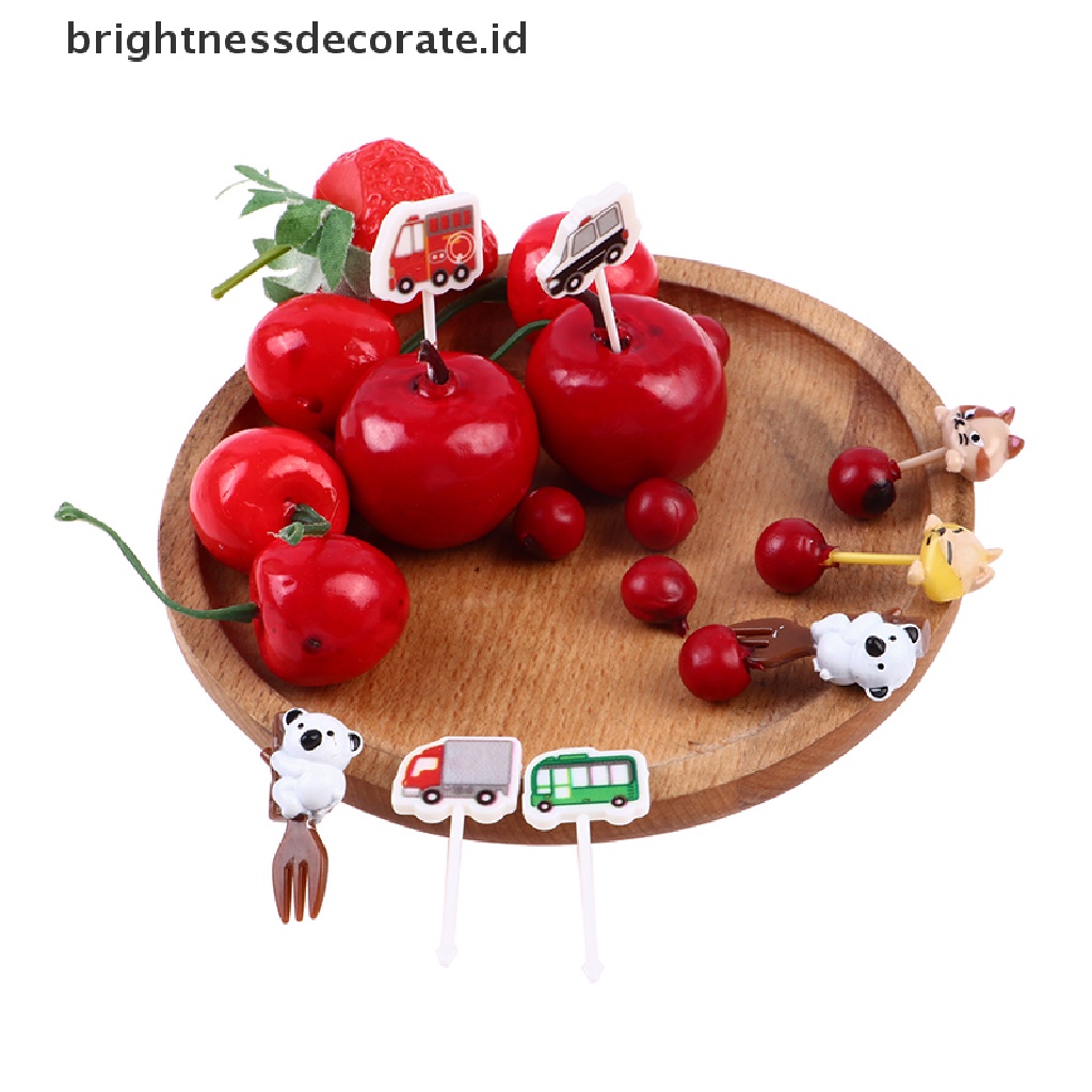 [Birth] 6 Pcs Hewan Kucing paw Buah Garpu Mini Kartun Anak Snack Kue Pick Tusuk Gigi [ID]