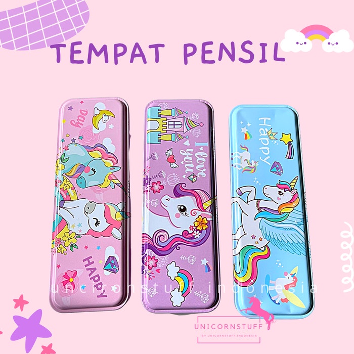 Tempat Pensil Unicorn Kotak SET Stationery Tulis Anak Cewek Sekolah