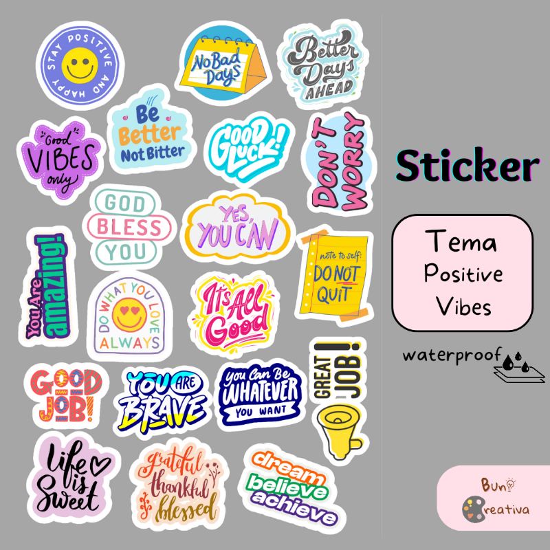 

Sticker Positive Vibes / Sticker Aesthetic / Sticker HP, Laptop, Tumbler, dll - Waterproof