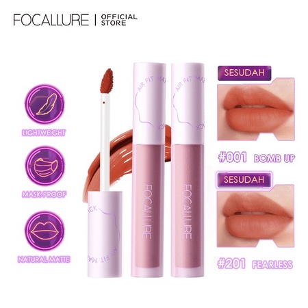 FOCALLURE Air Fit Matte Liquid Lipstick / Matte Lip Tint Super Long Lasting / Airy Matte Tint