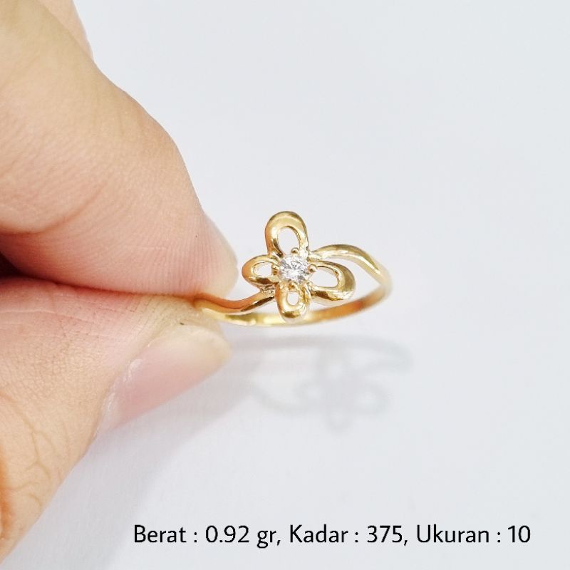 0.92 gr - Cincin Emas Kupu-Kupu Ukuran Ring Size 10 Kadar 375 (8K) - L15