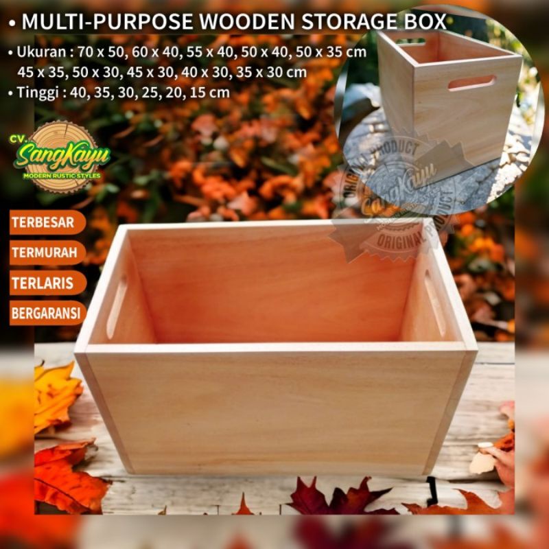 Wooden storage box kayu kotak penyimpanan serbaguna kayu dengan handle