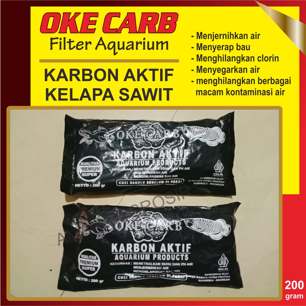 FILTER AIR AQUARIUM KARBON AKTIF KELAPA SAWIT 200g