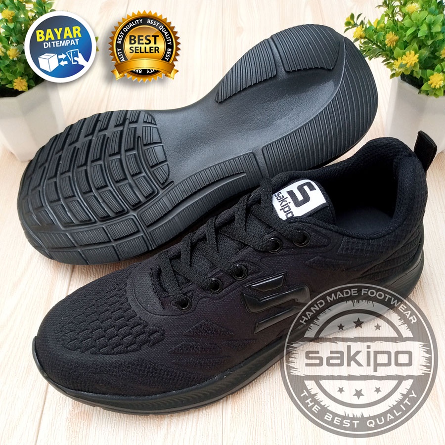 PROMO BTS KEMBALI SEKOLAH !! SEPATU SEKOLAH HITAM POLOS MEREK SAKIPO SD SMP SMA SMK KULIAH / SEPATU OLAHRAGA BERTALI WARNA HITAM POLOS  / SEPATU JOGGING RINGAN / SEPATU LARI / SAKIPO