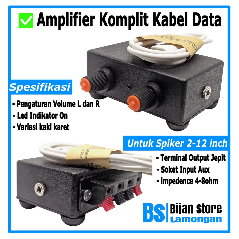 Paket Amplifier Mini Komplit Siap Pakai Ampli Power Mini Audio Sound MIniatur Speaker Bisa 12Inch Daya 5volt Adaptor