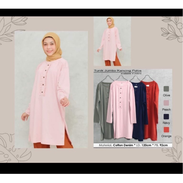 Baju Gamis Polos Kancing/ Gamis Basic Bahan Cotton Denim