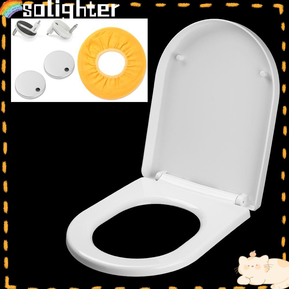 Solighter Toilet Cover Seat Mudah Tetap Tidak Kuning Soft Closing Cream-white Engsel Pasang Atas