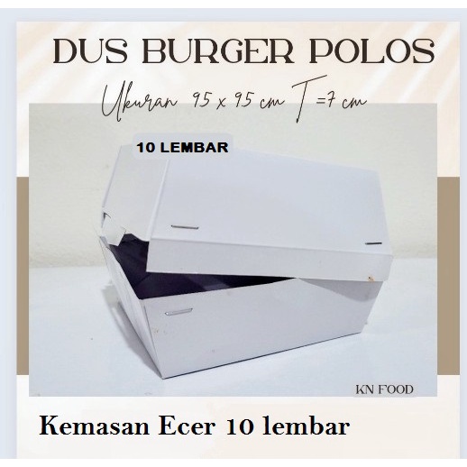 

Dus Burger Polos ECER /Box Burger Polos Ecer 10Lembar uk 9,5x9cm