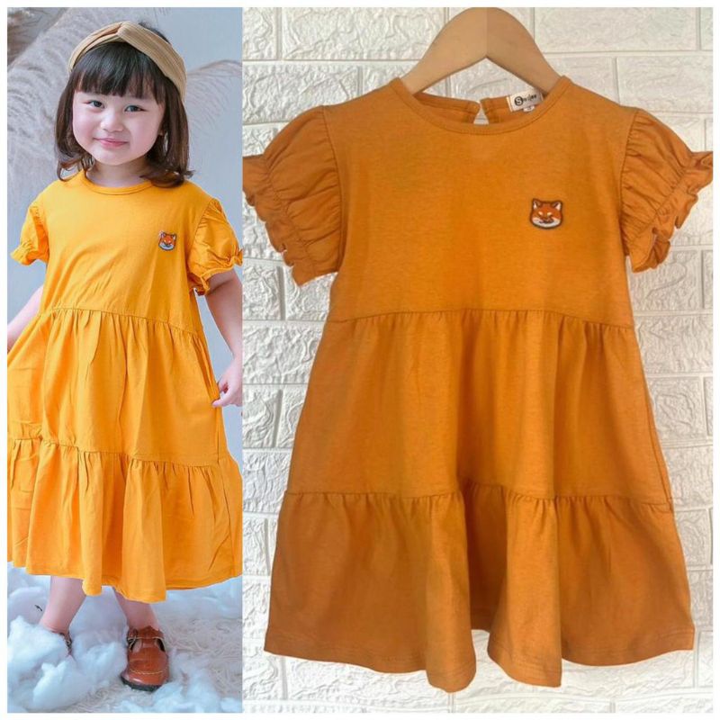 POLA DRESS ANAK 072 - Pola Baju Anak - Pola Produksi dress anak lengan puff / balon rok dengan 2 susun kerut