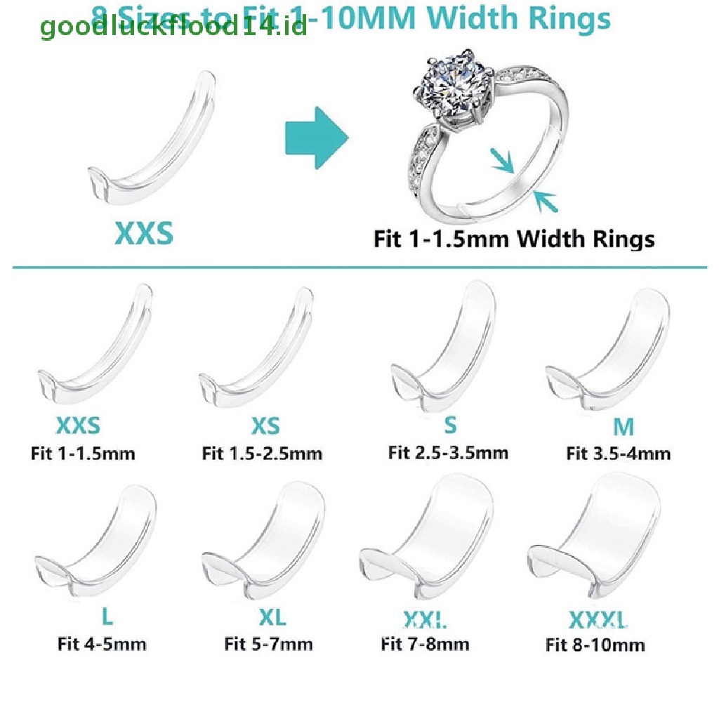 [GOOGFOUR] 8ukuran Silikon Invisible Clear Ring Size Adjuster Mengencangkan Pengecil Alat Perhiasan [TOP]