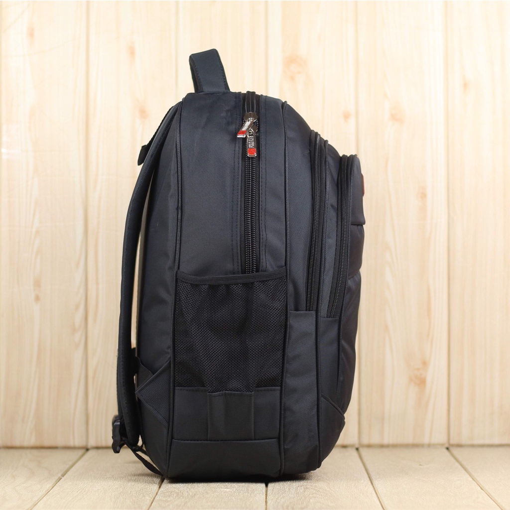 Tas Ransel Sekolah Polo Hitam Alvis Pro Tebal Free Raincover Backpack Laptop SMA Kuliah Punggung Keren Distro Tas Promo Sekolah Multifungsi