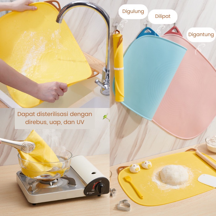 Silicone Kneading Dough Mat Set Ecoco Alas Ulen Adonan Baking