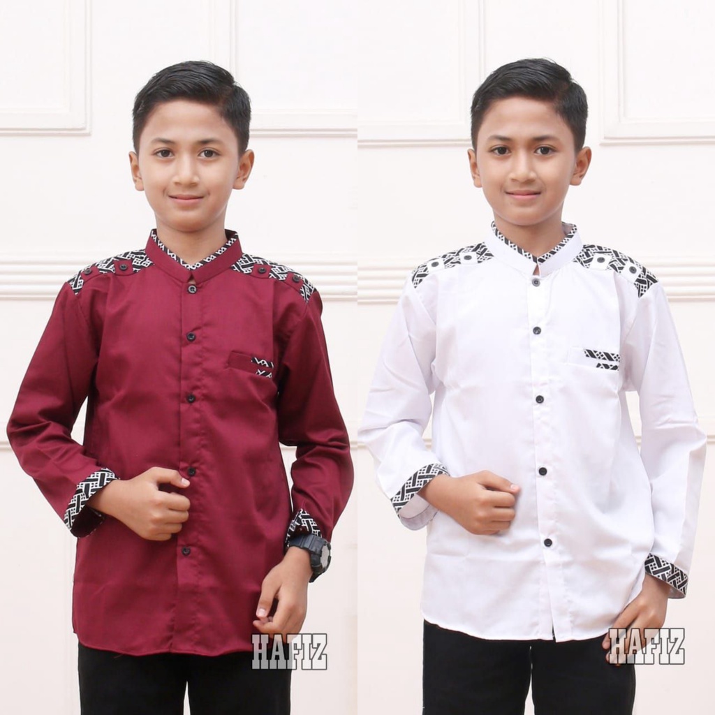 Baju koko anak laki-laki remaja SD SMP usia 6-14 tahun kombinasi batik bahan katun toyobo termurah