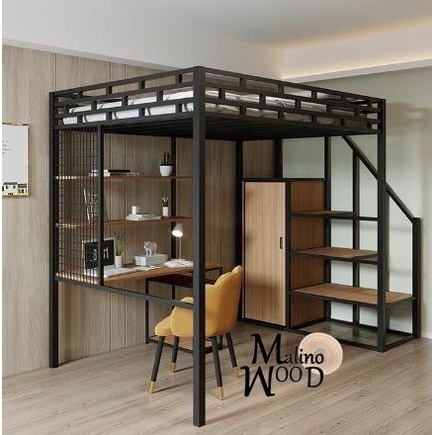 LF-04 Loft bed besi ranjang tempat tidur minimalis dipan divan besi