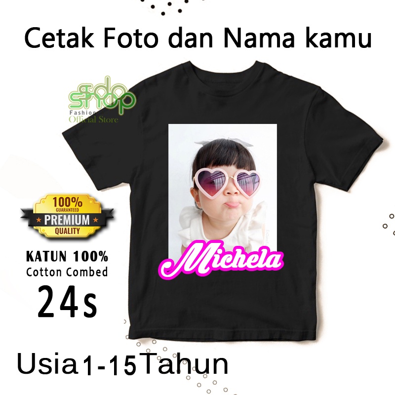Baju Kaos Anak Cetak FOTO | Kaos Foto Anak | kaos Foto Nama Anak | Atasan Anak Laki Perempuan