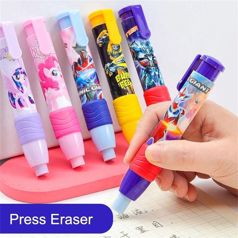 Augustina Penghapus Menekan Hadiah Anak Siswa Lucu Replaceable Core Cartoon Replaceable Pen Type Eraser