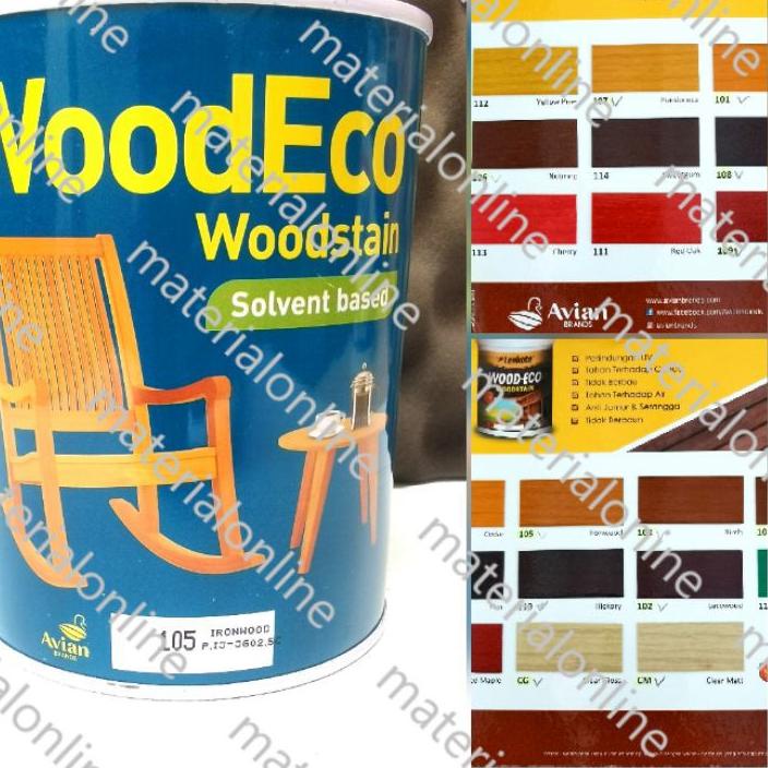➳ LENKOTE Politur WoodStain Vernis Kayu Wood Stain Eco 1 Lt Liter 1Liter Avian Cat Pelindung Vernish