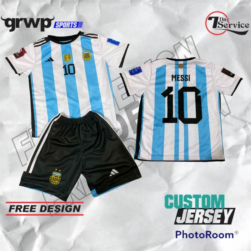Jersey Argentina messi Setelan Anak Jersey pialadunia