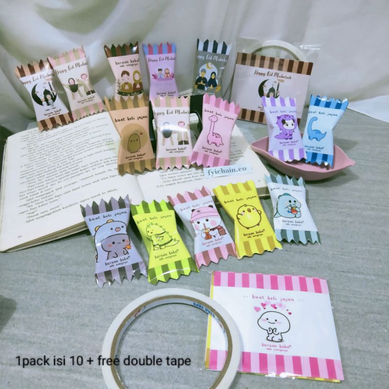 

20 PCS AMPLOP LEBARAN PERMEN AESTHETIC FREE DOUBLE TAPE