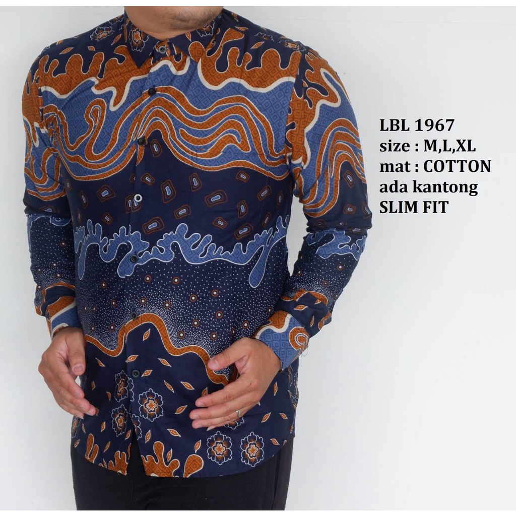 Baju Batik Pria Slimfit Kemeja Lengan Panjang Hem Slim Fit LBL 1967