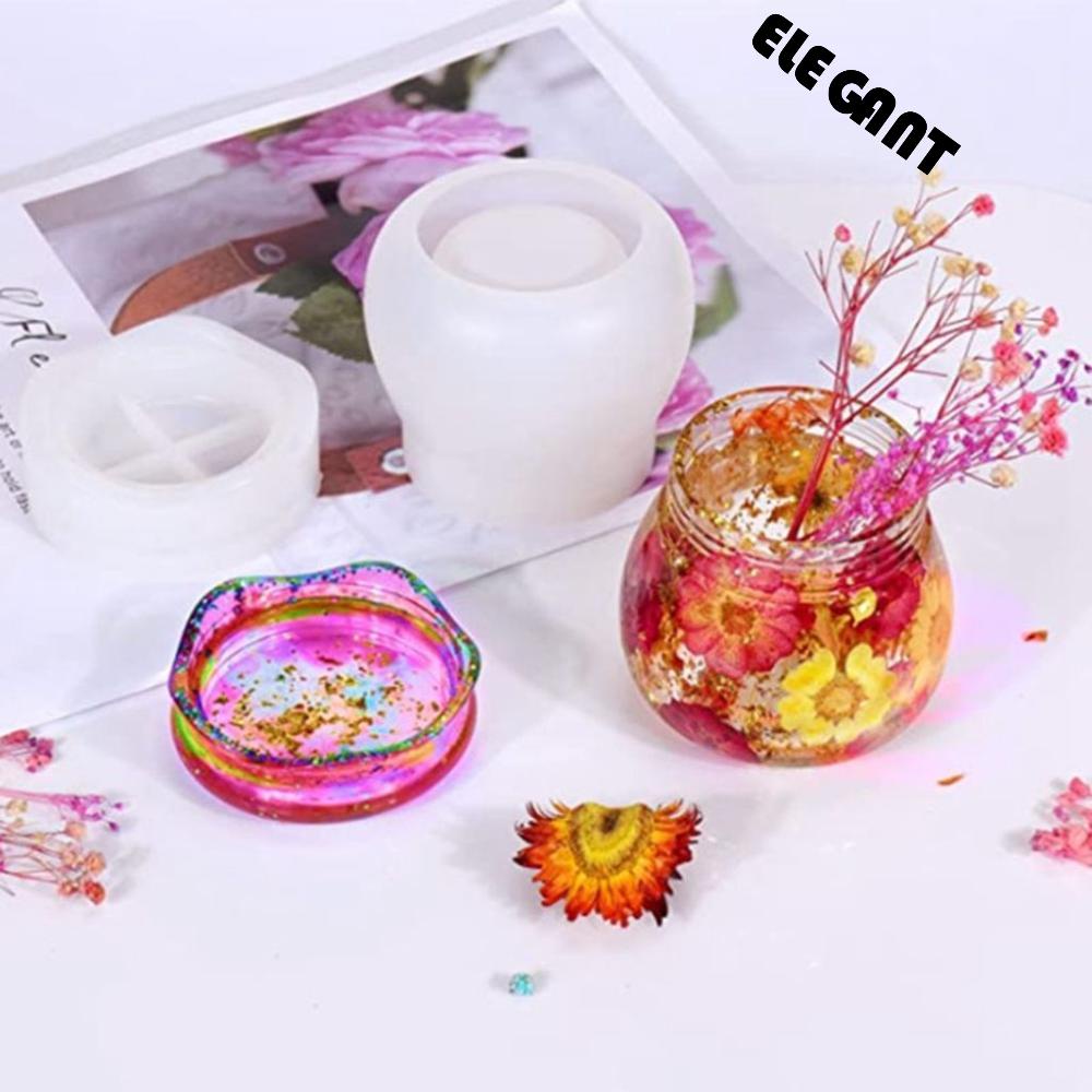 1 Pc Cetakan Resin Bahan Silikon Dengan Tutup Tahan Lama Untuk Membuat Kerajinan Lilin