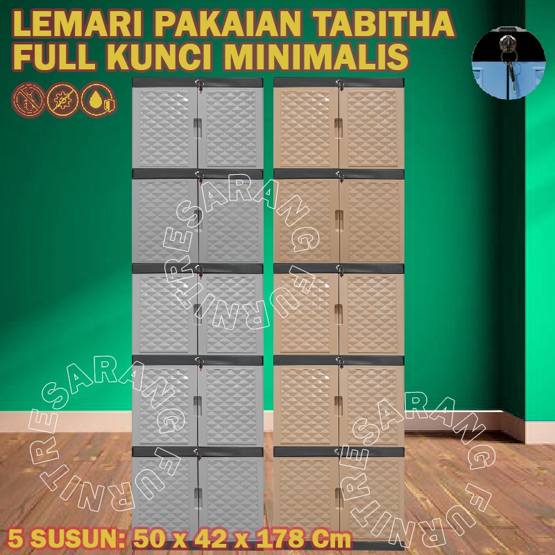 FULL KUNCI LEMARI PAKAIAN PLASTIK FULL KUNCI 5 SUSUN LEMARI TABITHA PENGUNCIAN TABITHA 5 SUSUN