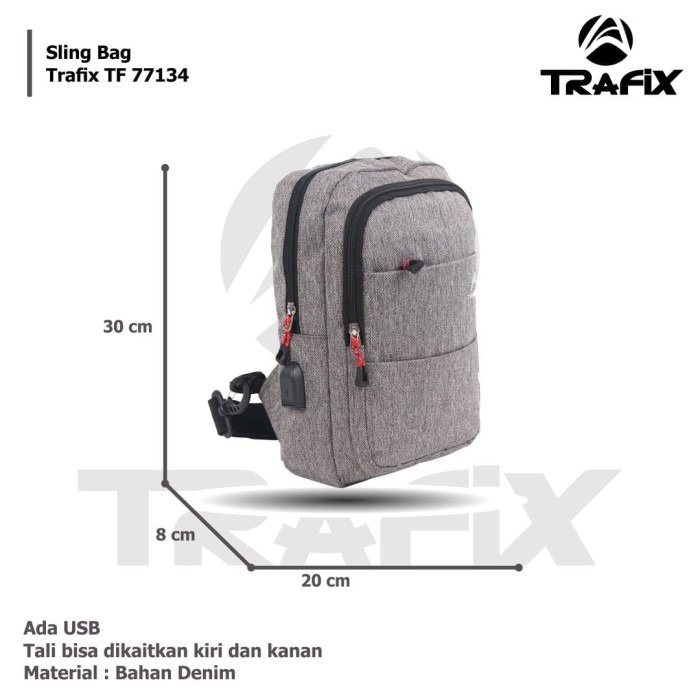 [KLIKTAS] Tas Selempang USB Pria TRAFIX - 77134 - Sling Bag Modern