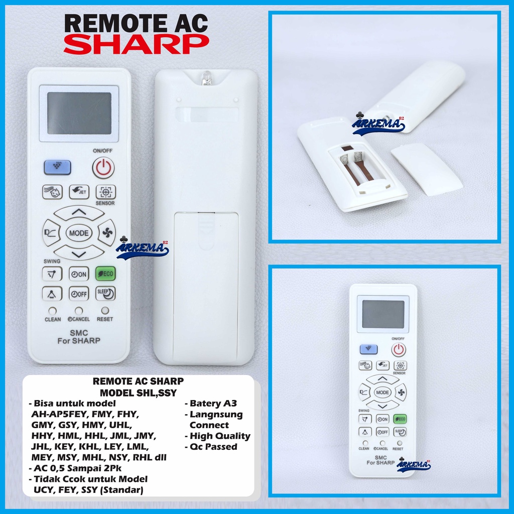 REMOTE CONTROL AC SHARP / GREE 0.5PK SAMPAI 2PK | REMOT KONTROL AC UNIVERSAL / MULTI