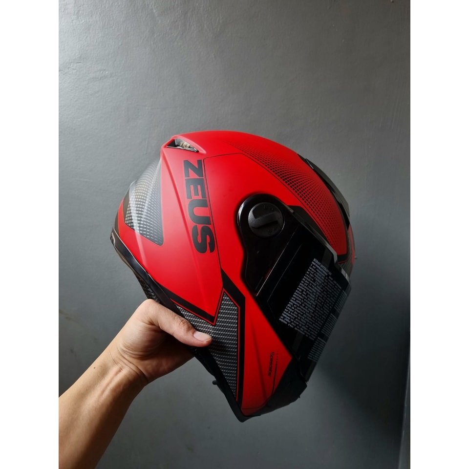 (CACAT) ZEUS ZS 811C MDRED AL6 BLK DOFF FULL FACE SINGLE FLAT VISOR