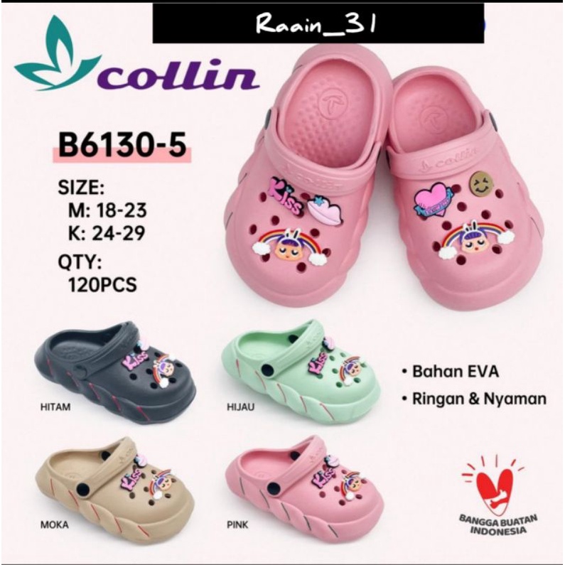 Sandal baim anak perempuan terbaru Sandal bakpau jibbitz Kiss Rainbow Sepatu sandal anak wanita trendy Collin sendal kodok viral