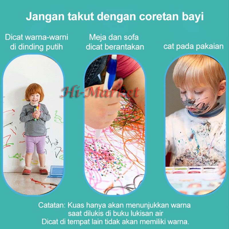 Magic Water Book Buku Mewarnai Air Magic Water Drawing Painting Book Buku Gambar Mewarnai Edukasi Stationery Buku Warnai Ajaib