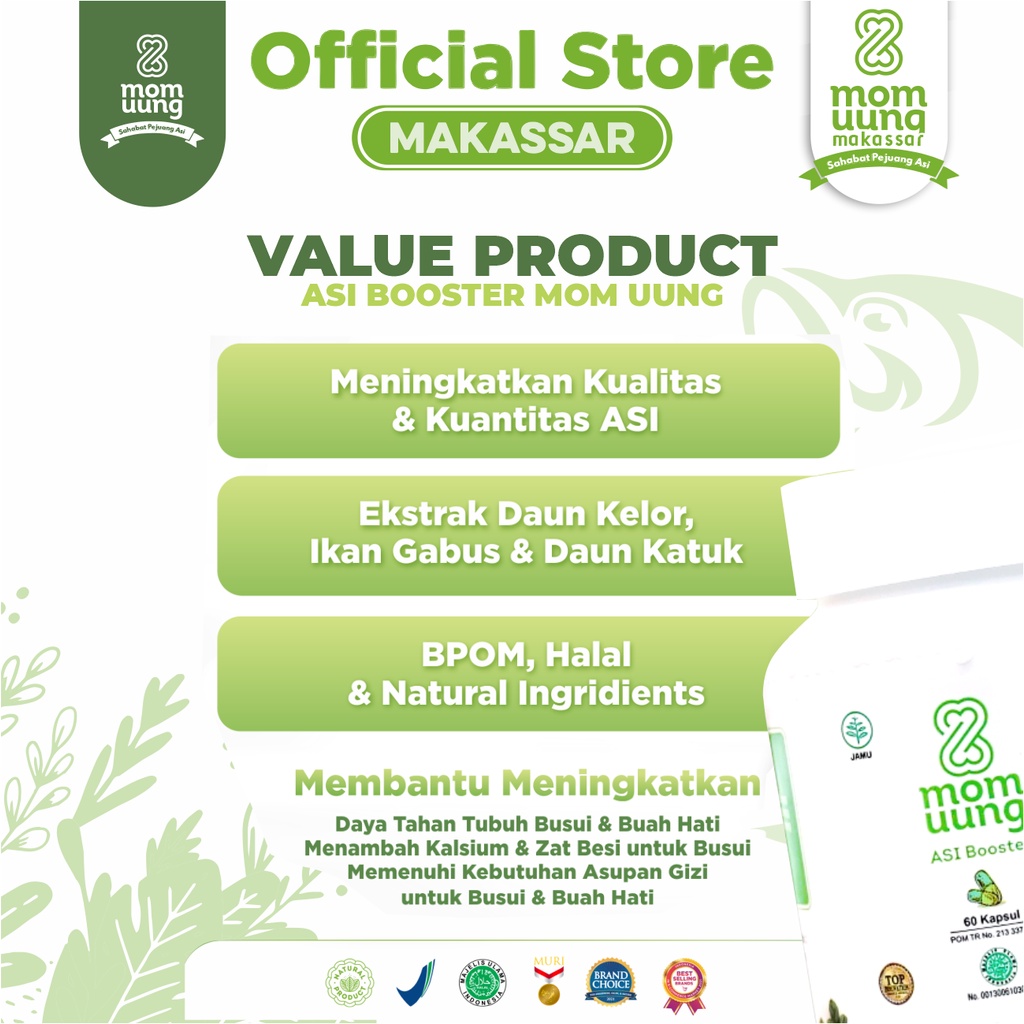 MOM UUNG ASI BOOSTER 60 KAPSUL/ PELANCAR ASI NATURAL / BPOM HALAL / MOMUUNG MAKASSAR