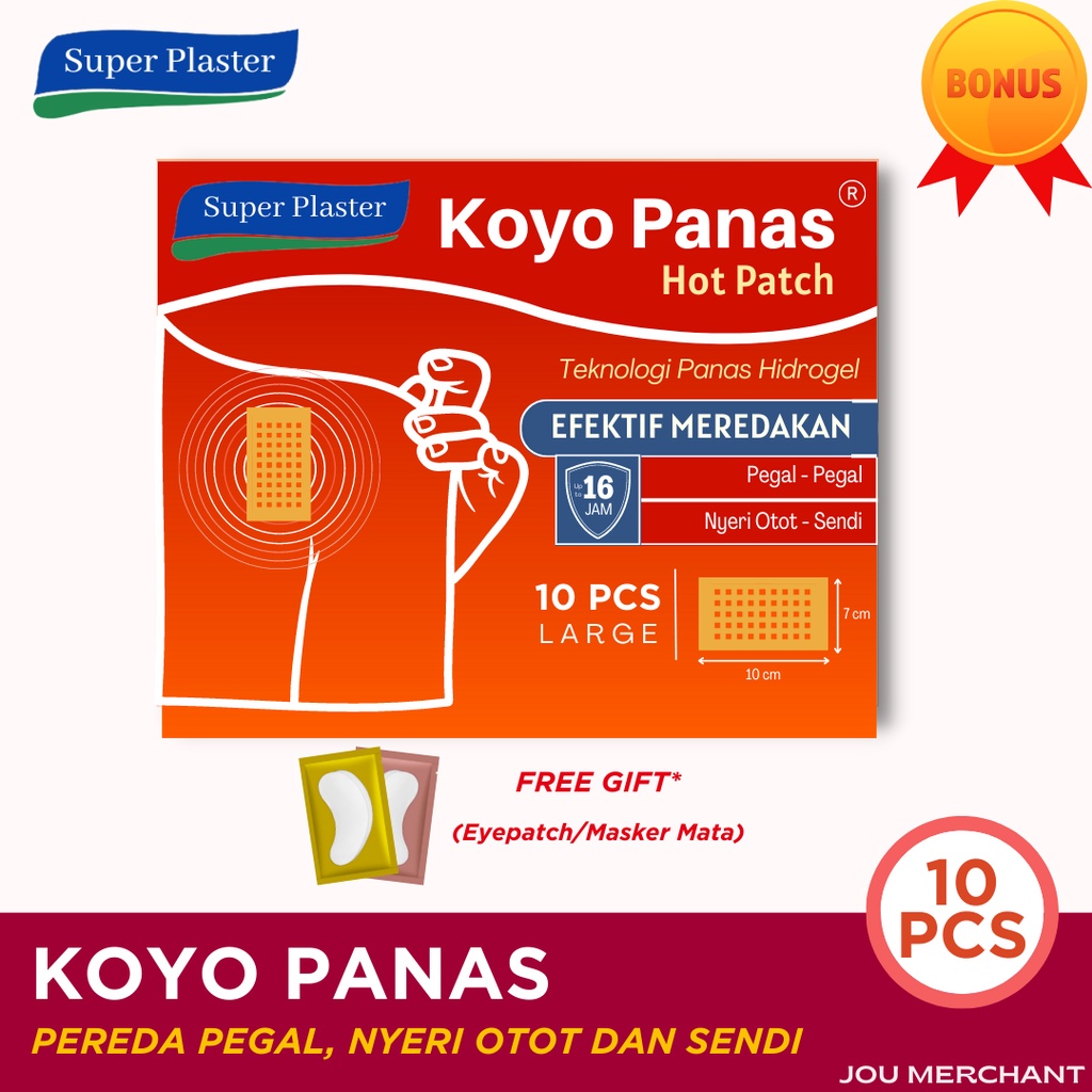 Plester Pereda Nyeri/ Koyo Nyeri Otot Punggung Leher Kaki - Koyo Hangat Ekstrak Jahe - Capsicum Plaster