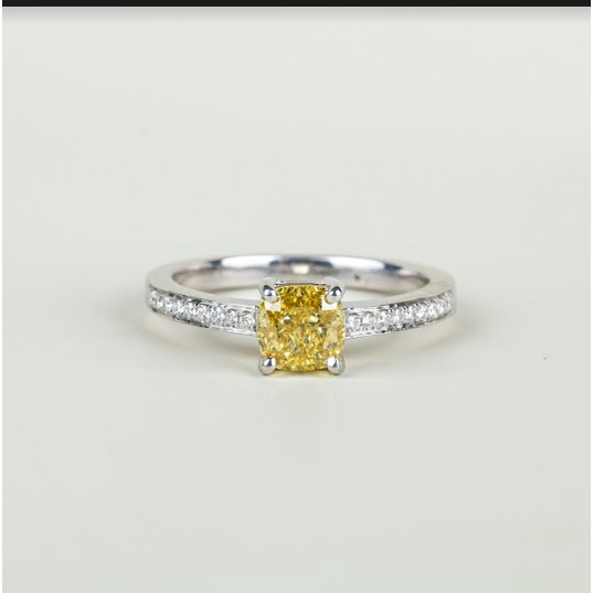 Cincin Berlian Yellow Diamond White Gold 18K #WJSG0126 / GIA Sertifikat