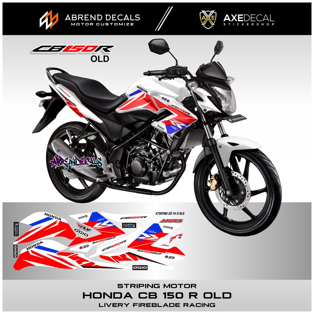 STRIPING HONDA CB 150 R OLD FIREBLADE RACING / STIKER MOTOR CB 150 LAMA DESAIN CUSTOM / STOCK DECAL 