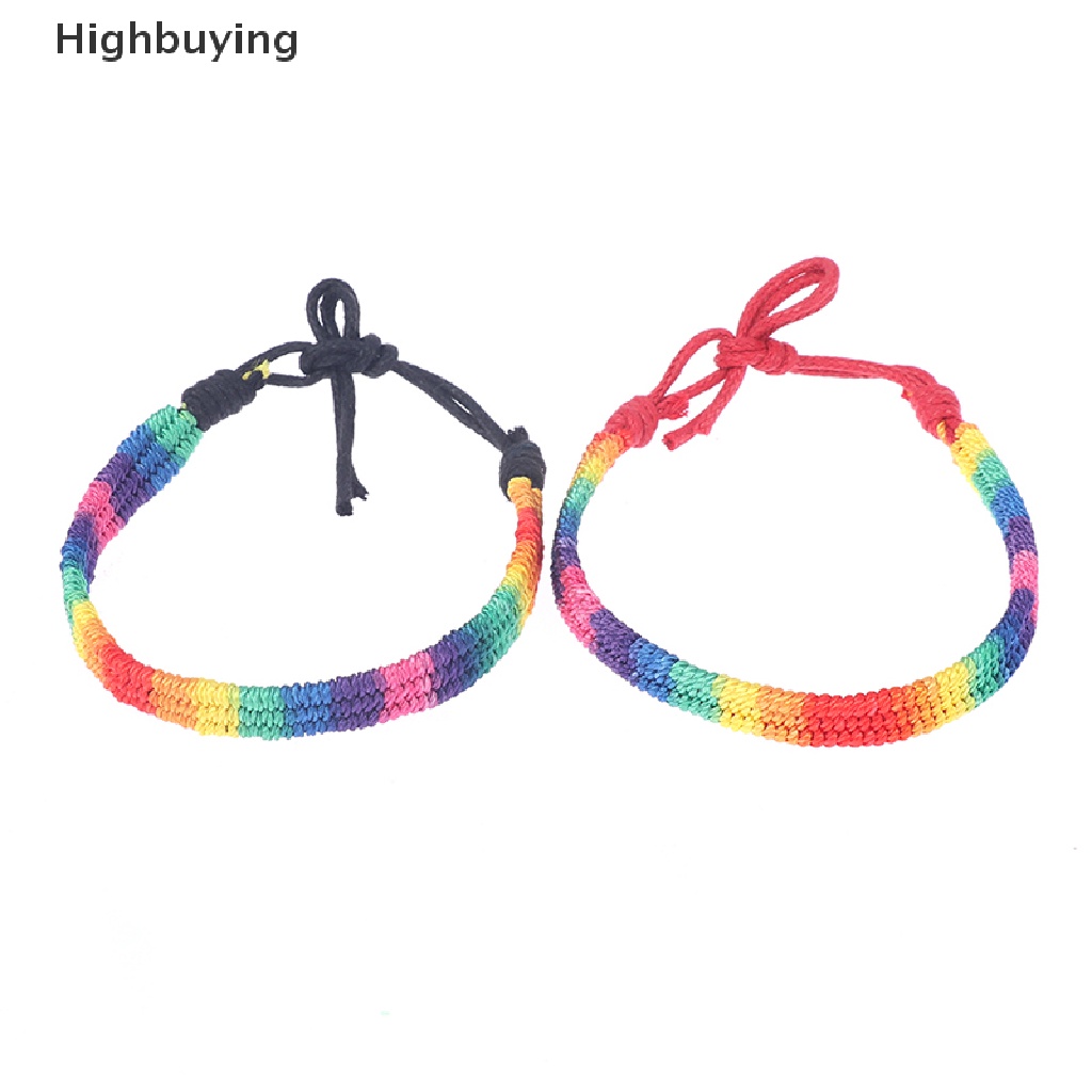 Hbid Charm LGBT Gelang Tali Hujan Untuk Pasangan Pride Gay Wanita Pria Handmade Anyaman Glory