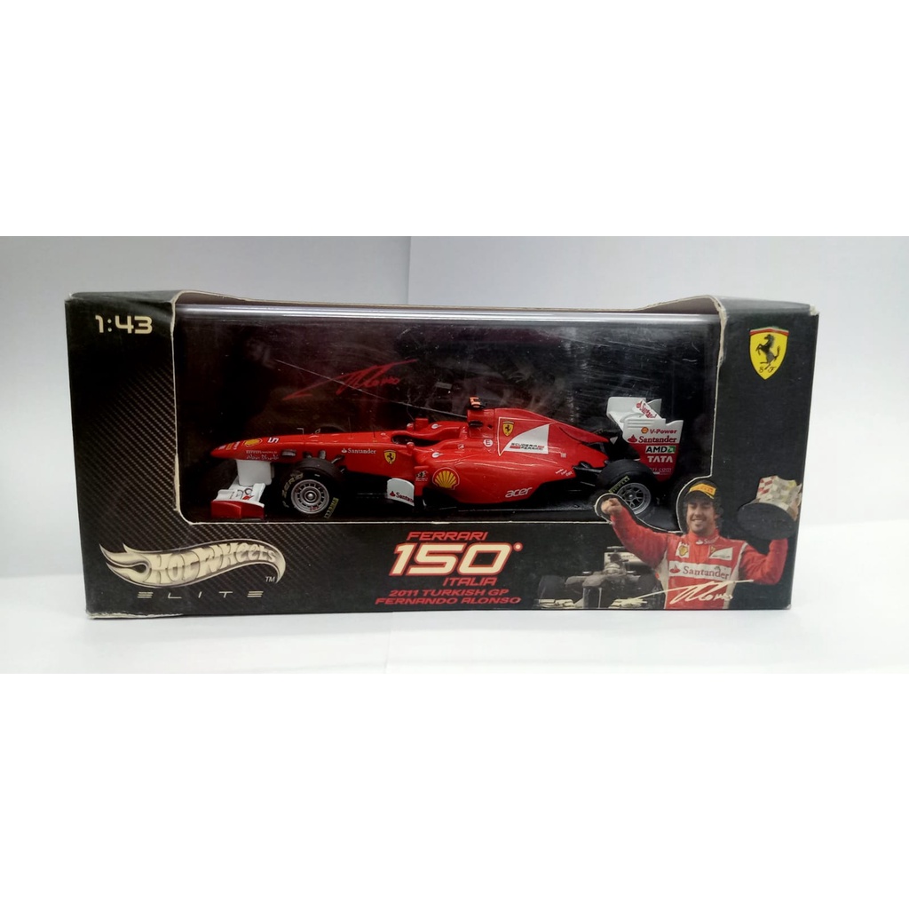 Hot Wheels Elite Ferrari 150 Italia 2011 Turkish GP Fernando Alonso Scale 1/43 HW Hotwheels Limited