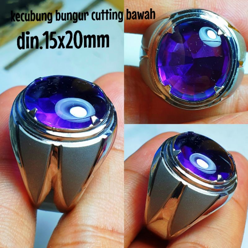 Cincin kecubung bungur cutting bawah mulus kinclong