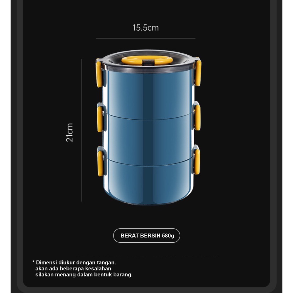 Rantang 3 Susun Lunch Box Wadah Tempat Bekal Makan Bahan Food Grade