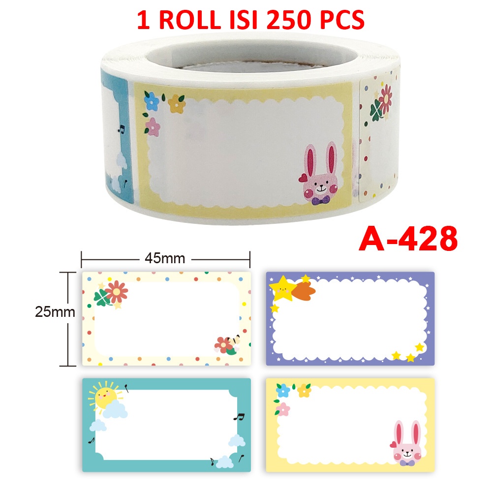 Khatinstore Stiker Sticker Label Nama Persegi Panjang isi 250 pcs 1 Roll Label Nama Barang Anak Unisex - SLN01