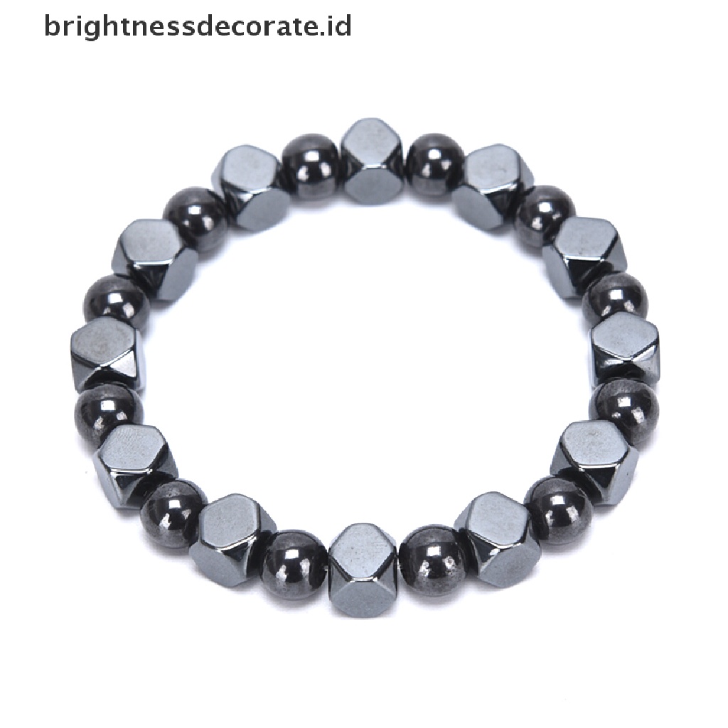 [Birth] Magnetic Hematite Black Beads Stretch Perawatan Kesehatan Gelang Pria Bangles Perhiasan [ID]