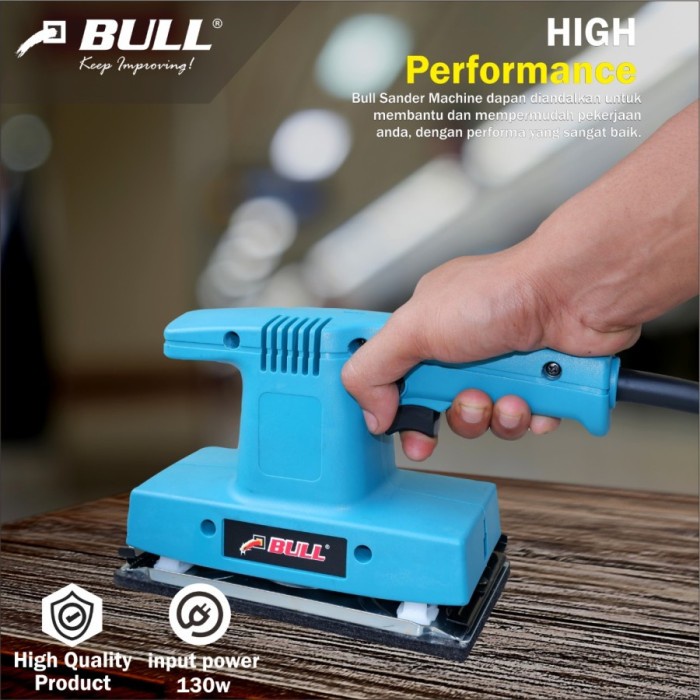 Mesin Amplas Tangan Kayu Sander Listrik 130 Watt BL8035 BULL / Palm Sander Elektrik Tembok Finishing Sander 130W BL 8035 BULL